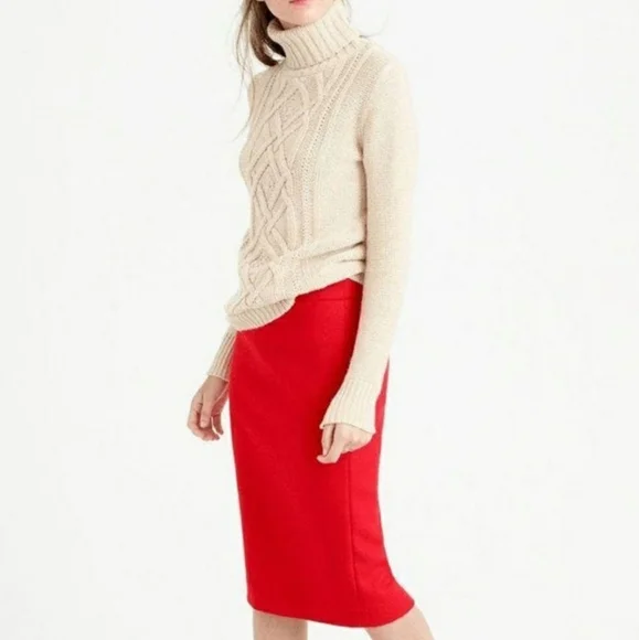 Vintage J.CREW Wool No. 2 Pencil Skirt Red - Picture 1 of 14